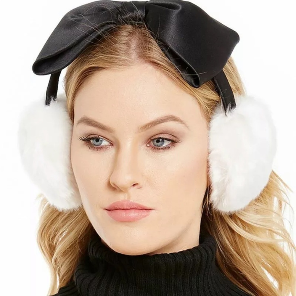 Kate Spade Black Bow Faux Fur Earmuffs